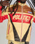 Politics Jacket - Leather Moto Racing - Beloved - Cream And Red  - 574