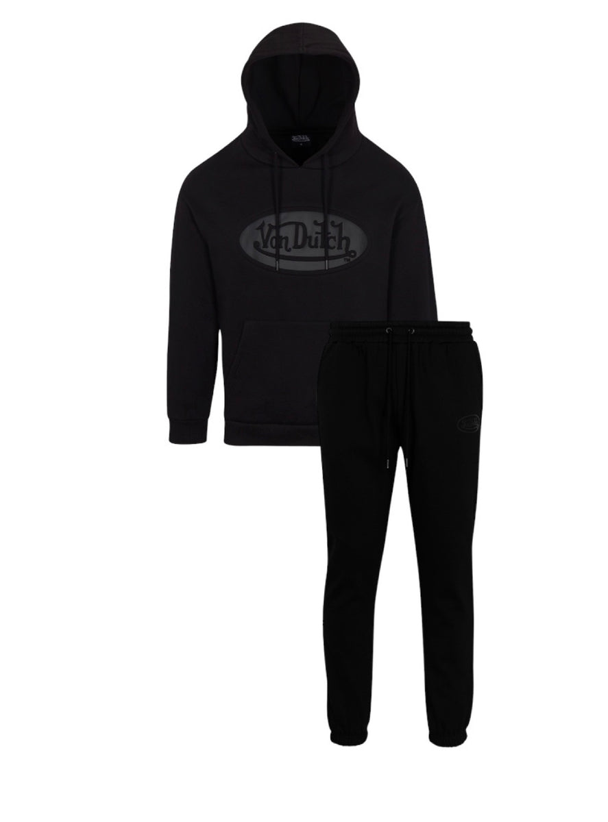 Von Dutch Sweatsuit - Oval Logo - Black On Black - PH4BB – Vengeance78