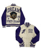 Roku Studio Jacket - Dream State Rhinestone Varsity - Eggshell And Purple - RK6481900