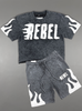 Rebel Minds Short Set - Rebel Flame - Light Grey - 610-11107