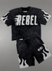 Rebel Minds Short Set - Rebel Flame - Black Wash - 610-11107