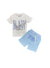 Rawyalty Kids Short Set - World Tour Eagle - White And Sky Blue