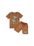 Rawyalty Kids Short Set - Robot Teddy - Brown Wash