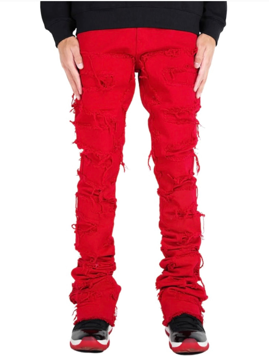 Focus Jeans - Distressed Super Stacked - Red - 3445C – Vengeance78