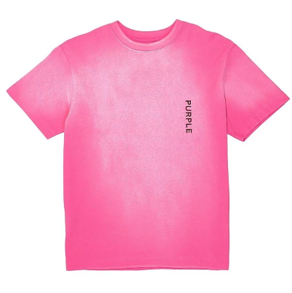 Purple-Brand T-Shirt - Textured Jersey- Neon Pink Wordmark - P104