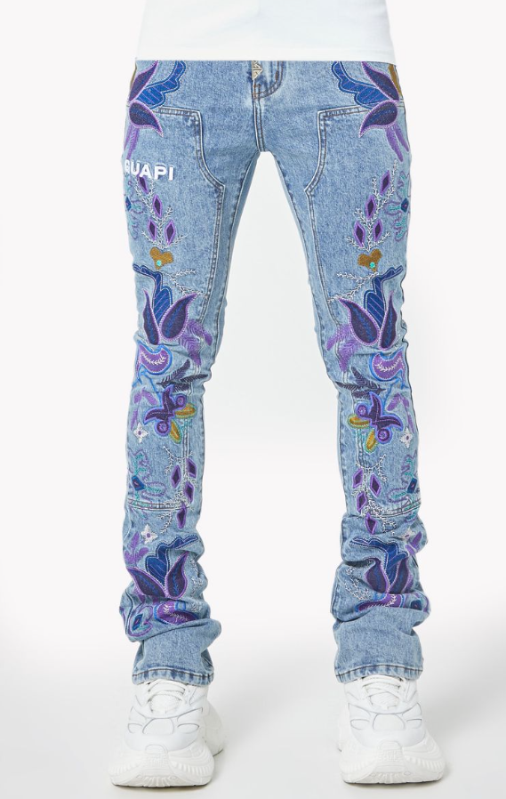 VALABASAS 28フレアカーゴ　guapi purple Guapi Jeans - Purple Flower Denim - Blue - 565PFD – Vengeance78