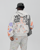Red Letters Hoodie - Where U Are Scattered - Cream - WUA-ZIP