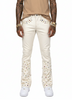 Vicious Jeans - Premium Vegan Leather Flare Gem Stones - Cream - VC1078