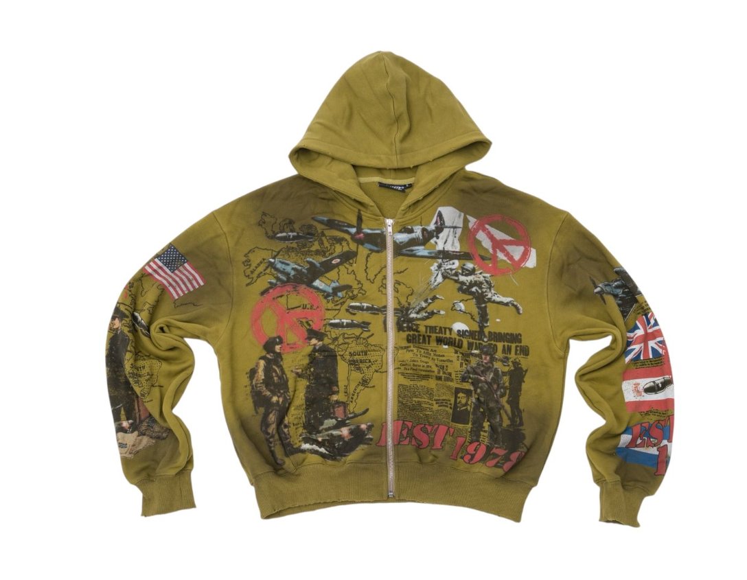 The Syndicate Hoodie - Peace Zip Up - Olive - SYNH_18 – Vengeance78