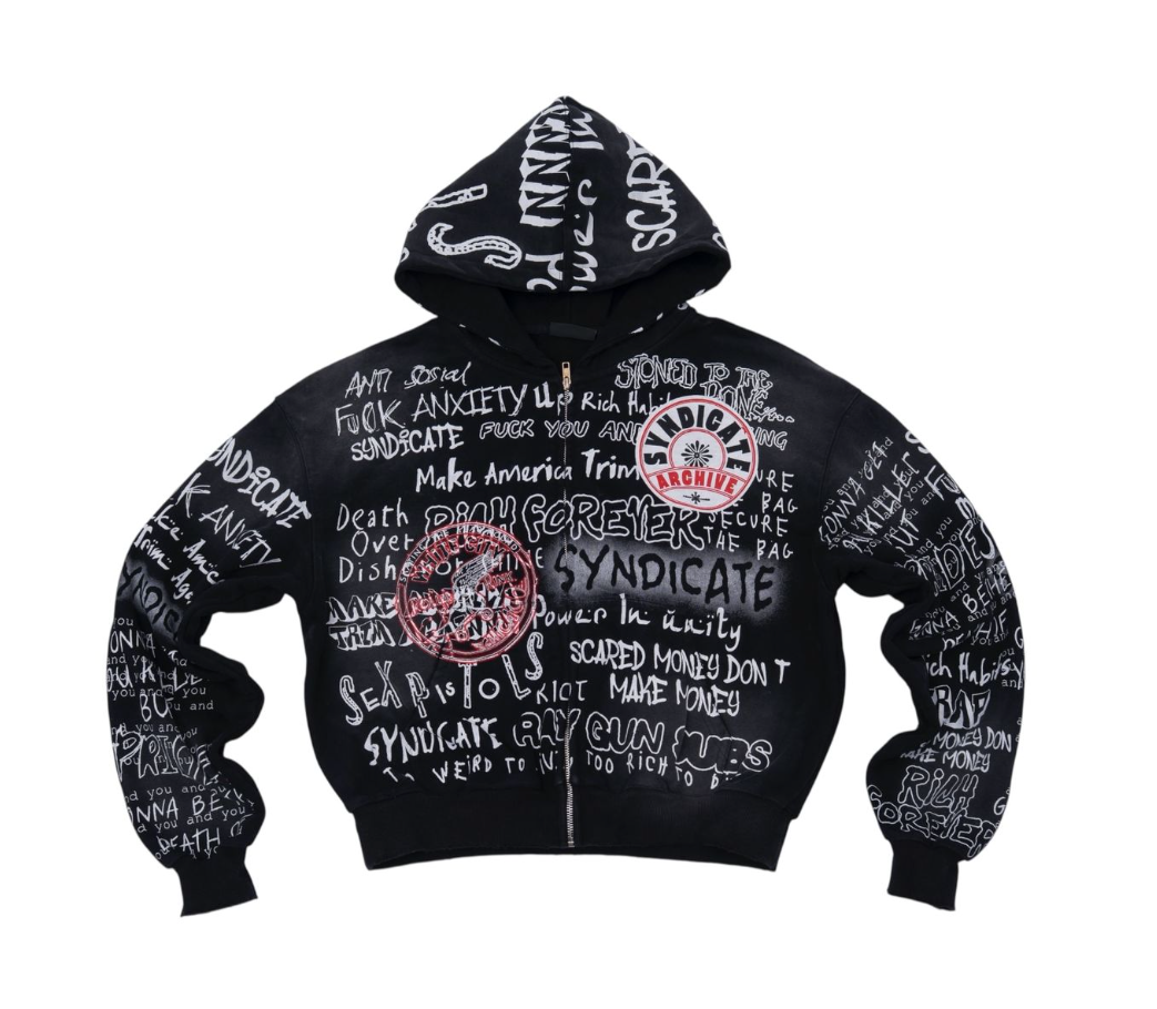 The Syndicate Hoodie - 16 Zip Up - Black - SYNH_23 – Vengeance78