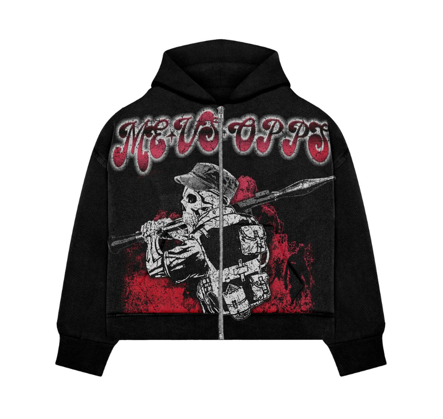Me.Vs.Opps Hoodie - By Any Means Zip Up - Red – Vengeance78