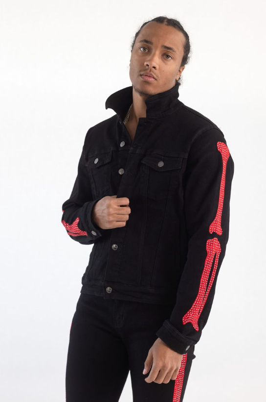 Skellaton Rhinestone Jacket Kindred Jacket - PREMIUM SKELETON EMBROIDERY RHINESTONE JACKET - BLACK ...