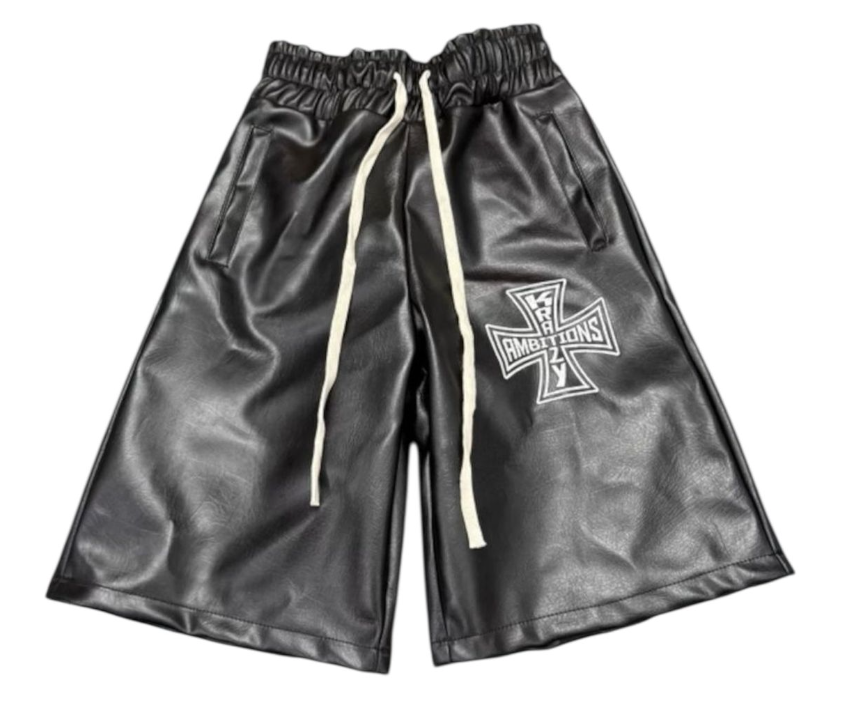 Krazy Ambitions Shorts - Leather - Black – Vengeance78