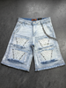 Elite Shorts - Flint Embellished Denim Shorts - Ice Wash - 19486