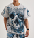 Majestik Shirt - Men's Lightening Skull Rhijne Stone TEE - Cream - TE2577