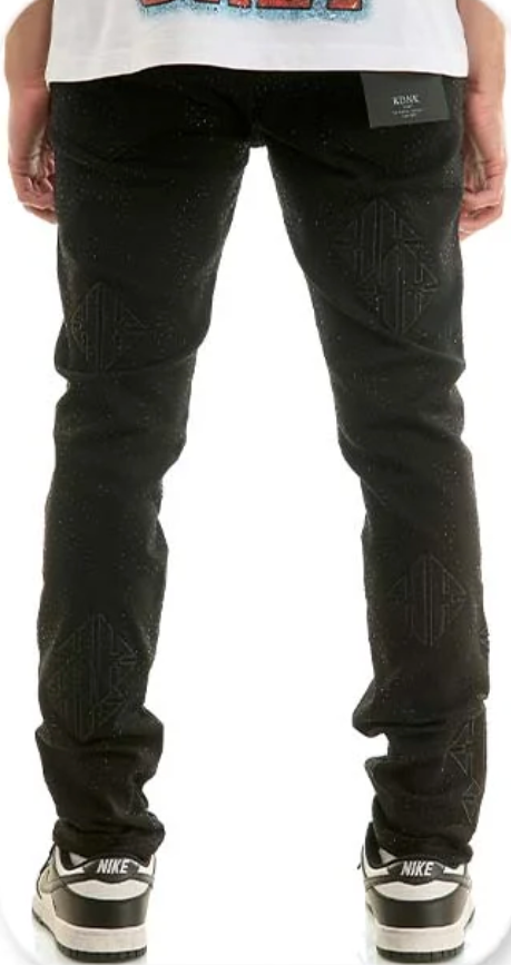 KDNK Jeans - Patch + Rhinestone Pants - Black - KNB3484 – Vengeance78