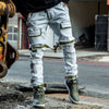 8&9 - Strapped Up Slim Utility Light Washed Jeans Olive