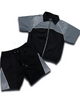 Kindred Short Set - Rhinestone Nylon Track Set - Black/Grey - KD261T