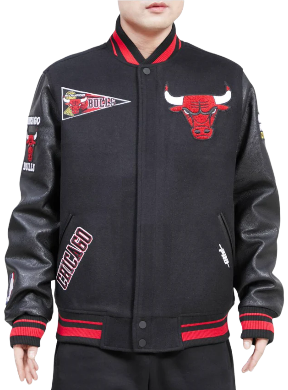 Pro Standard Jacket - Crest Emblem Wool Varsity - Chicago Bulls - Black - BCB658986 M