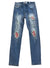 Politics Jeans - Distressed with Paisley Ribbing - Medium Blue With Red & White Bandanna  - PLTKS0521665