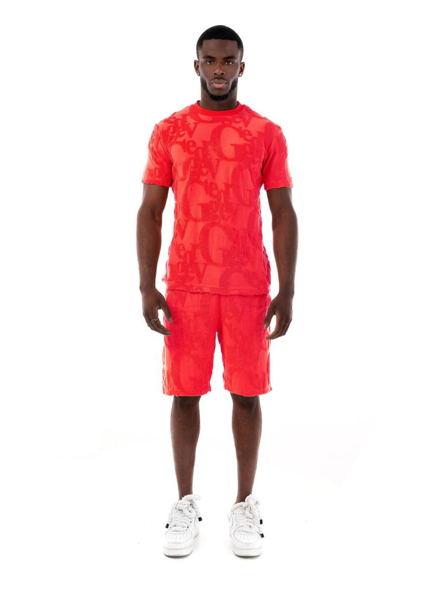 George V Short Set GV Big Letters All Over Red GV3005 Vengeance78 george-v-short-set-gv-big-letters-all-over-red-gv3005-vengeance78