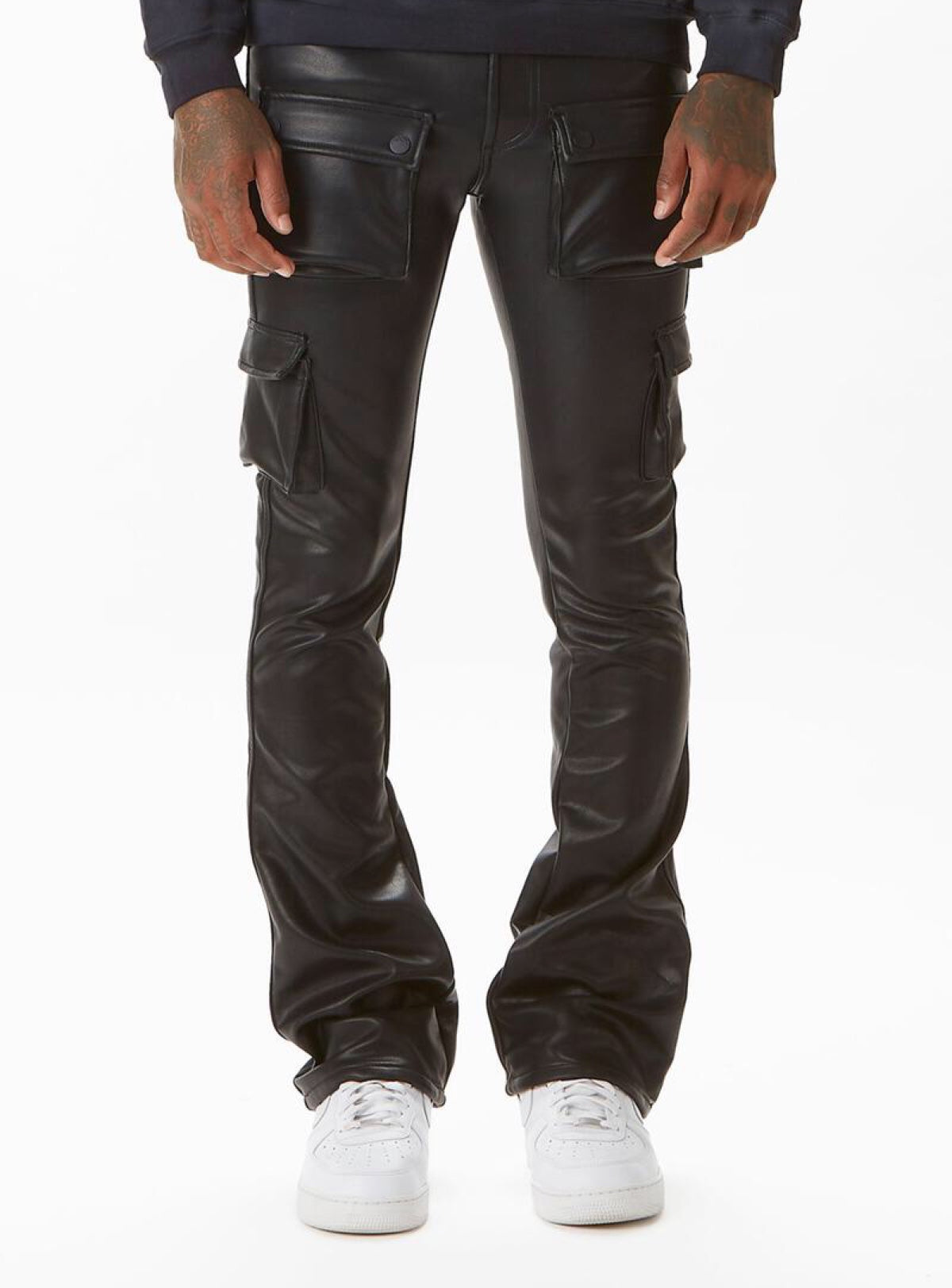 Rockstar Original Jeans Stacked Flare - Birch - Faux Leather - Black - –  Vengeance78