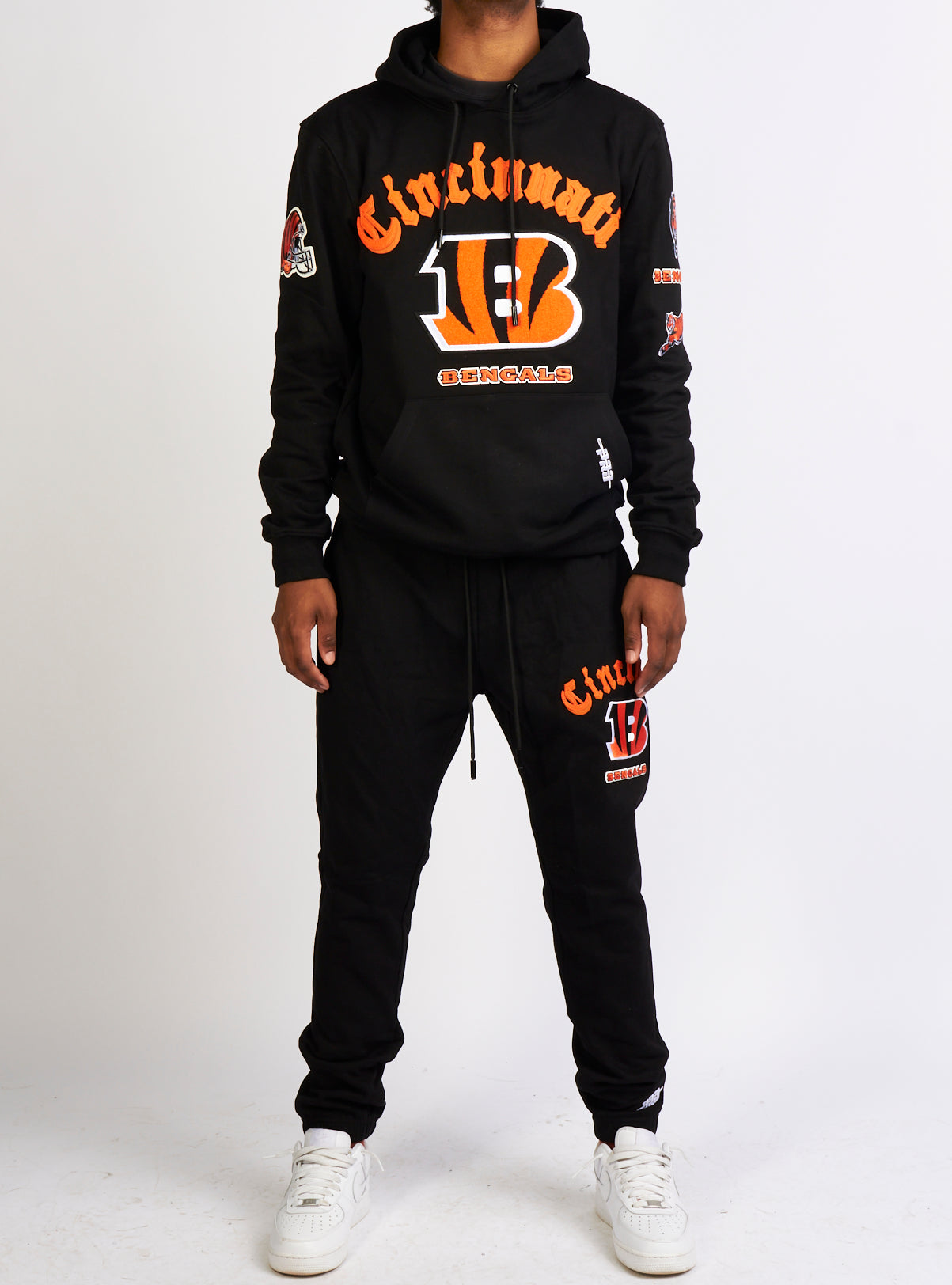 Cincinnati Bengals Mens Tracksuit Set 2 Piece Hooded Sweatsuit