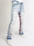 Politics Stacked Embroidery Jeans - Blue and Red - Barkley501