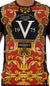 George V T-Shirt -  GV 1975 BAROQUE - BLACK AND RED - GV2504