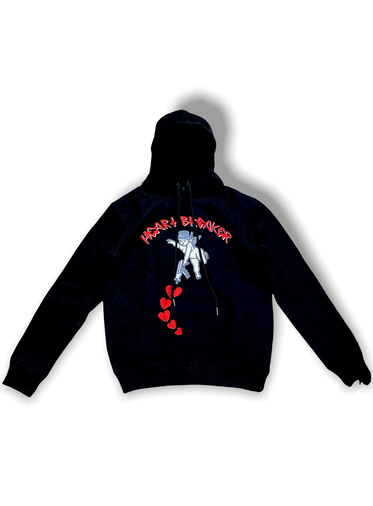 Focus Hoodie - Heart Breaker - Black with Red