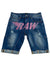 Rawyalty Denim Shorts - Stones - Pink on Blue - Vengeance78