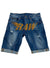 Rawyalty Denim Shorts - Stones - Gold on Blue - Vengeance78