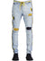 Focus Jeans - Bandana Patches and Stripes - Ice Blue and Yellow - 3185