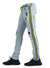 Focus Jeans - Bandana Patches and Stripes - Light Wash with Lime - 3185