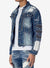 Copper Rivet Denim Jacket - Leather Rips - Blue - 033547 DSB YYE6