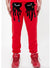 Roku Studio Pants - Rhinestone Tear Dripping - Red - RK4480391