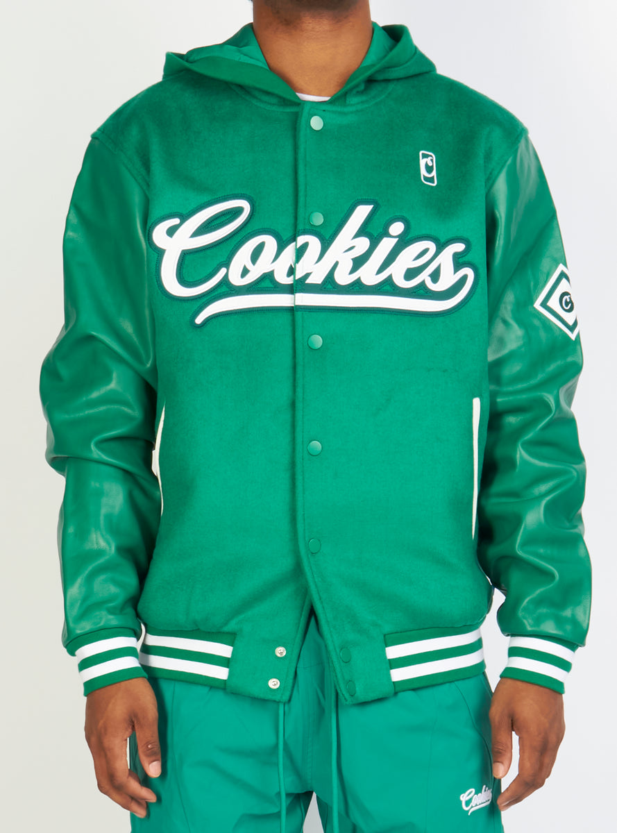 Cookies Jacket - Pack Talk Hooded Letterman - Forest Green - 1564O6618 ...