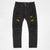 Makobi - M1773 Amalfi Denim Jeans W/ Underlay - Black Yellow