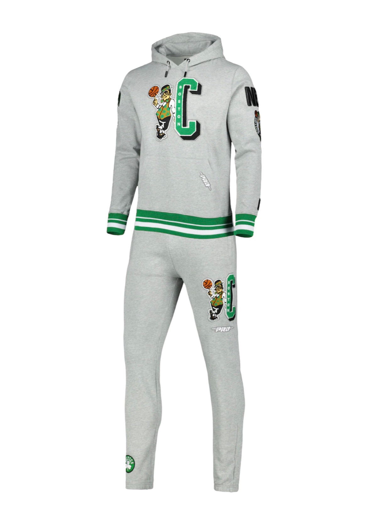 Grey MAN Standard Fit Boston Celtics Licensed Long Sleeve Sweatshirt  2901128