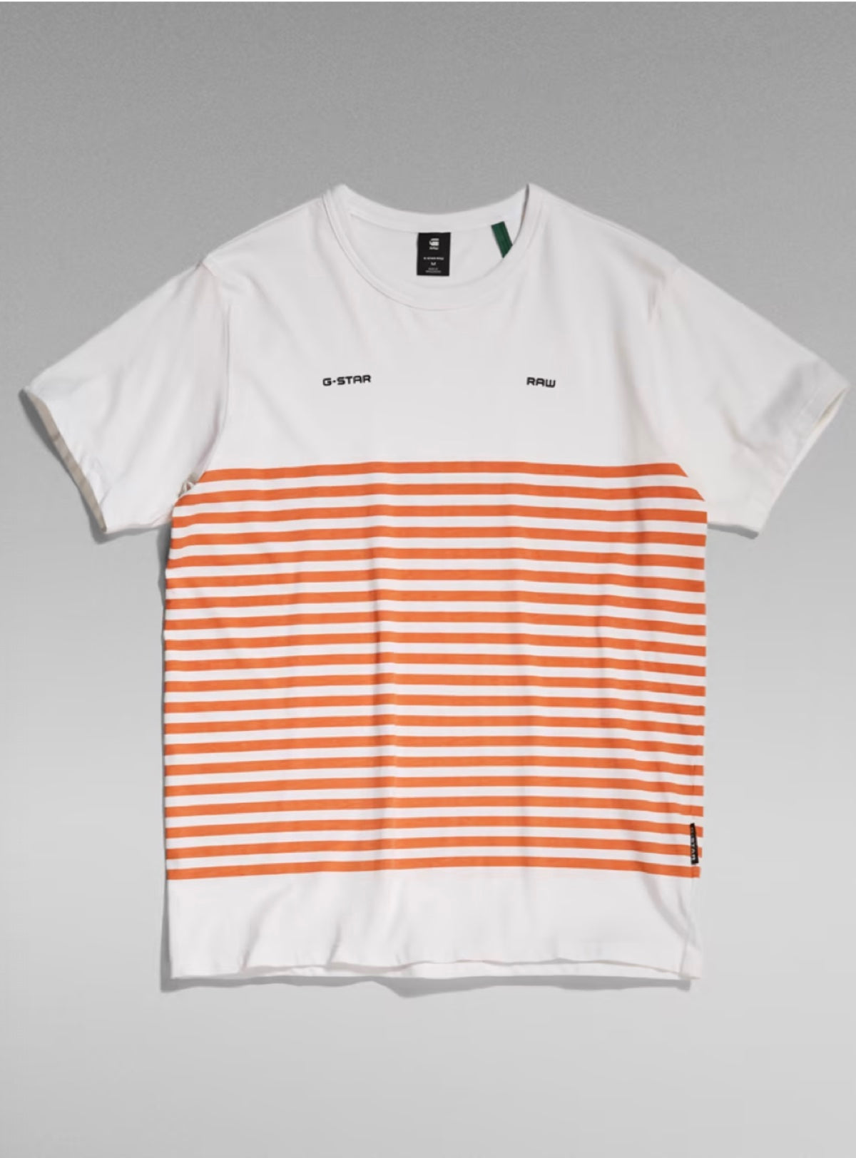 G-Star T-Shirt White - Vengeance78 D21646 Burned Stripe - Orange And - Placed –