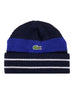 Lacoste Hat - Ribbed Stripe Beanie - Navy Blue-hde, Blue-hbm And White - RB2218 51 BR7