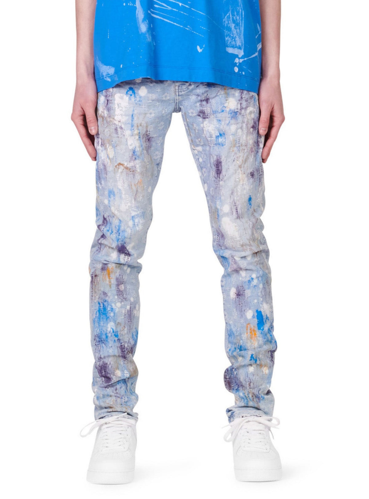 Purple Brand Distressed paint-splatter Slim Fit Jeans - Farfetch