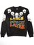 Motive Denim Sweatshirt - Laugh Now, Cry Later - Black - MT49