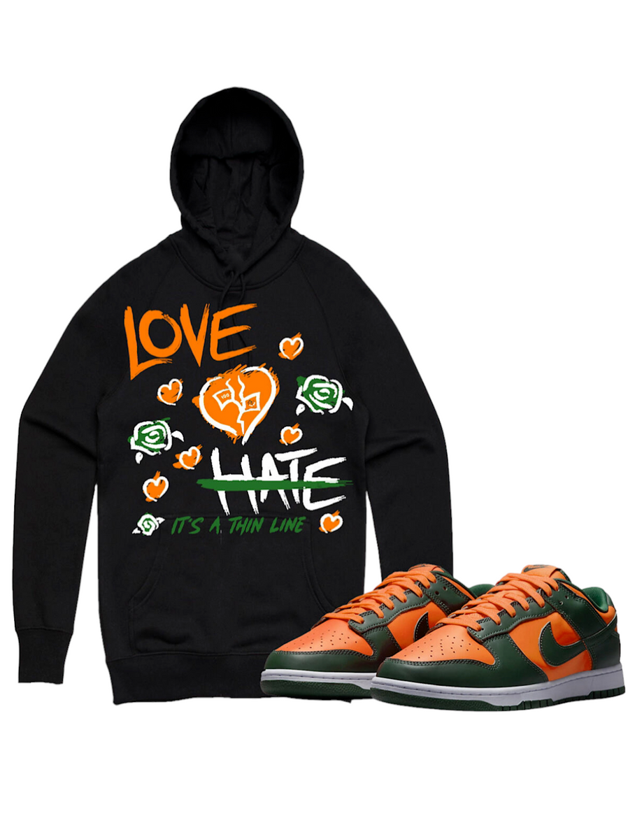 Pg Apparel Hoodie - Love Hate - Black With Miami - LH400 – Vengeance78