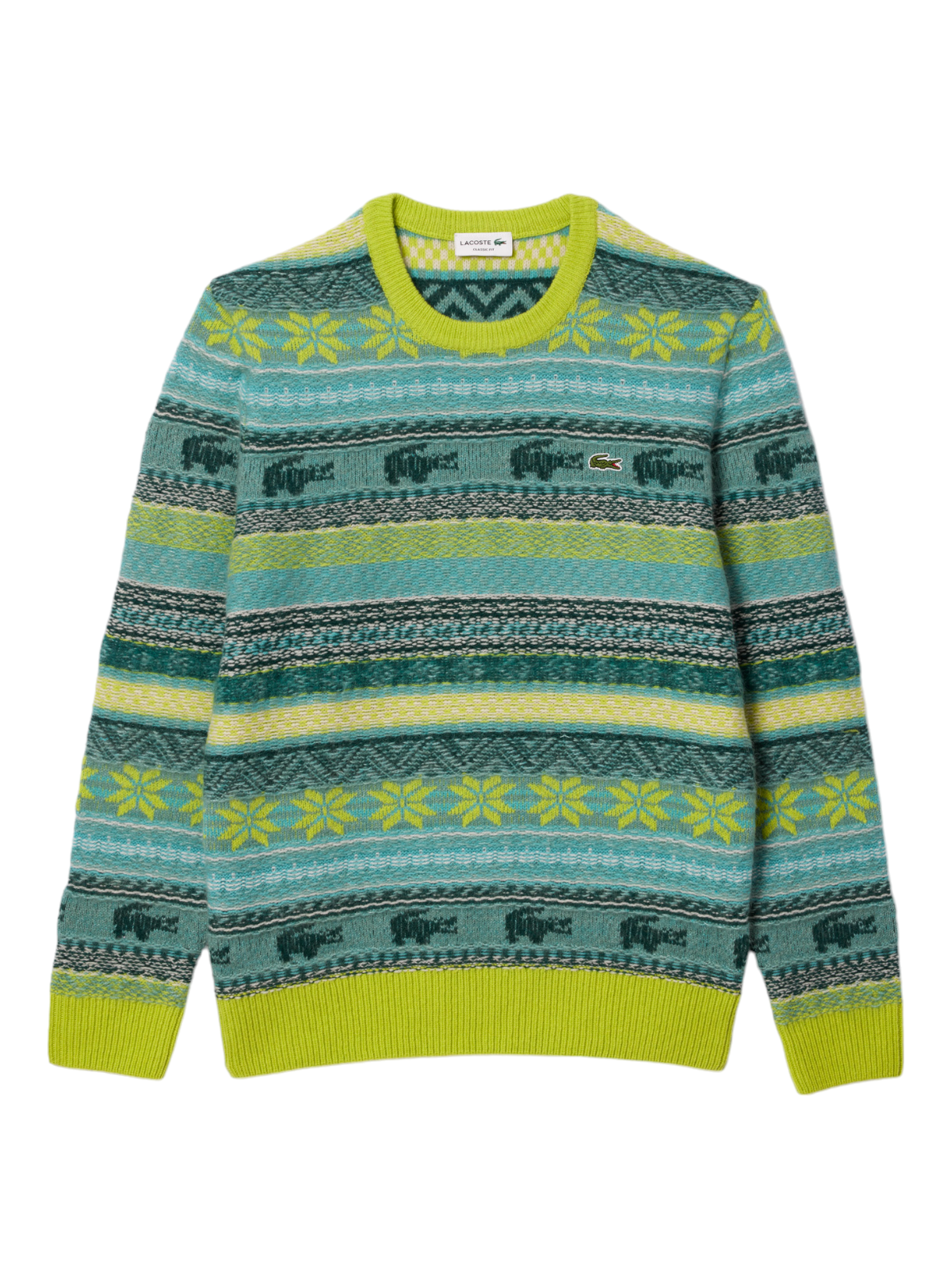 Lacoste Sweater Unisex Fair Isle Alpaca and Wool Blend Flash