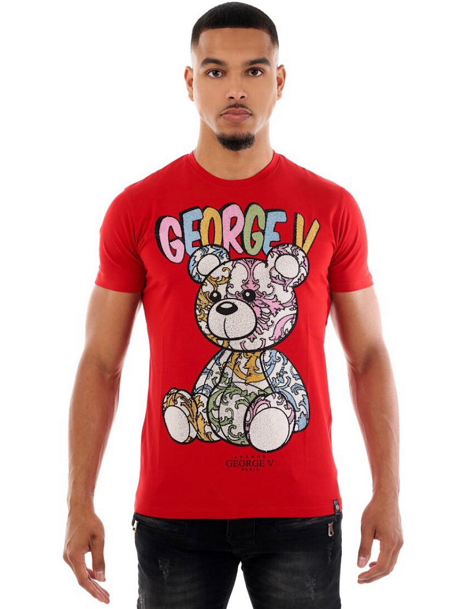 George V T-Shirt - Bear Print - Multi-Red - GV-2394 – Vengeance78