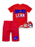 Pg Apparel Short Set - Heartless - Red And Royal Blue