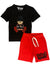 Rawyalty Kids Short Set - Teddy Chain Bling - Red And Black - RKC-000