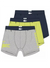 Lacoste Underwear - Casual Stretch Briefs 3-Pack - Navy Blue with Grey and Yellow Lime - 6H9844-51 S3U