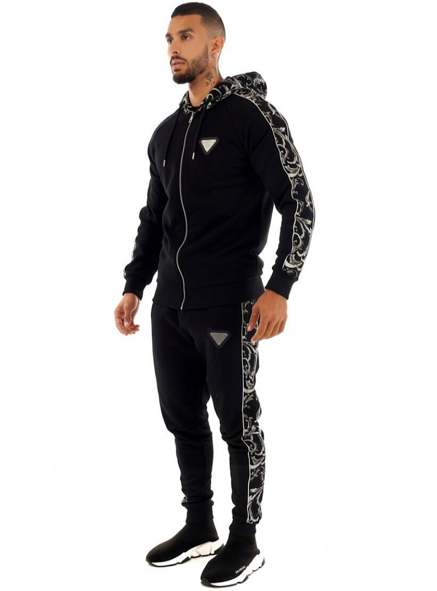 George V Sweatsuit - Side Logo - Black And Silver - GV2420 – Vengeance78